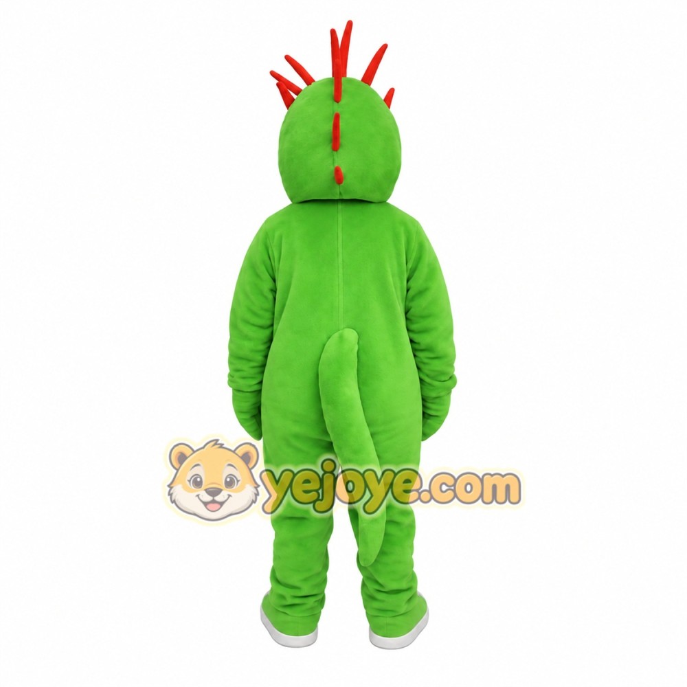Green Dragon With Red Spikes Mascot Costume