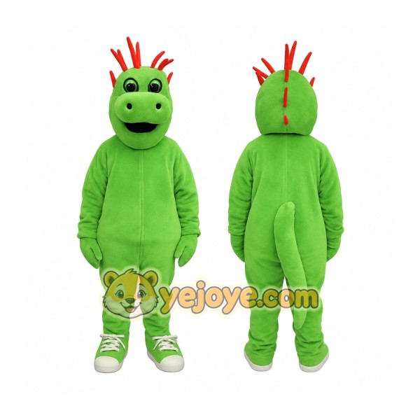 Green Dragon With Red Spikes Mascot Costume