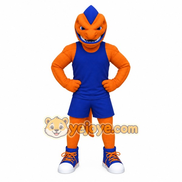 Orange Blue Dinosaur Mascot Costume