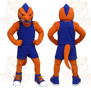 Orange Blue Dinosaur Mascot Costume