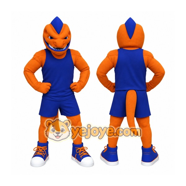 Orange Blue Dinosaur Mascot Costume