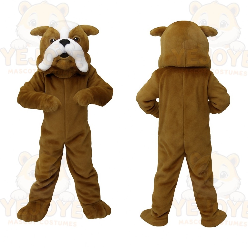 Brown White Bulldog Mascot Costume
