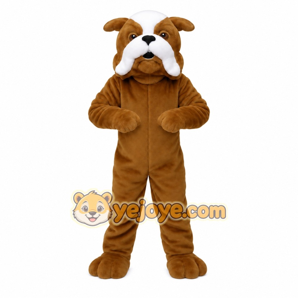 Brown White Bulldog Mascot Costume