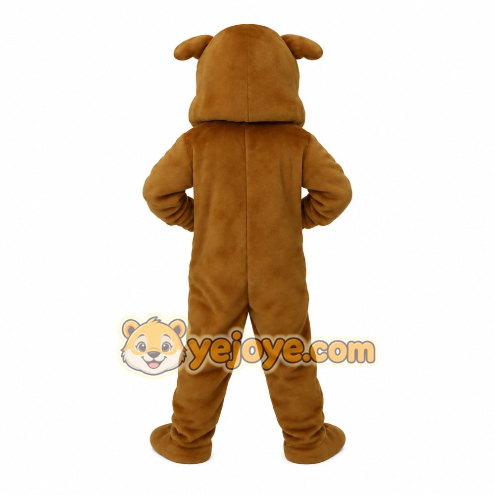 Brown White Bulldog Mascot Costume