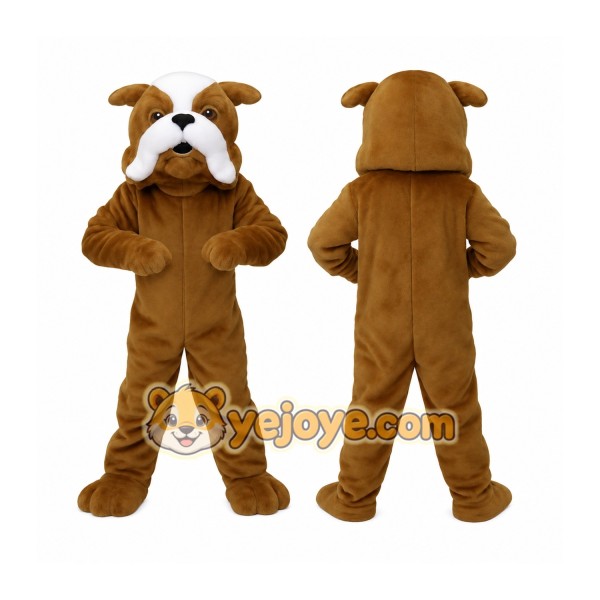Brown White Bulldog Mascot Costume