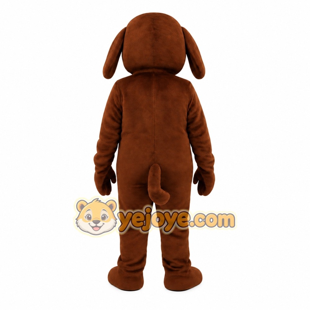Brown White Dog With Yellow Bow Tie Mascot Costume