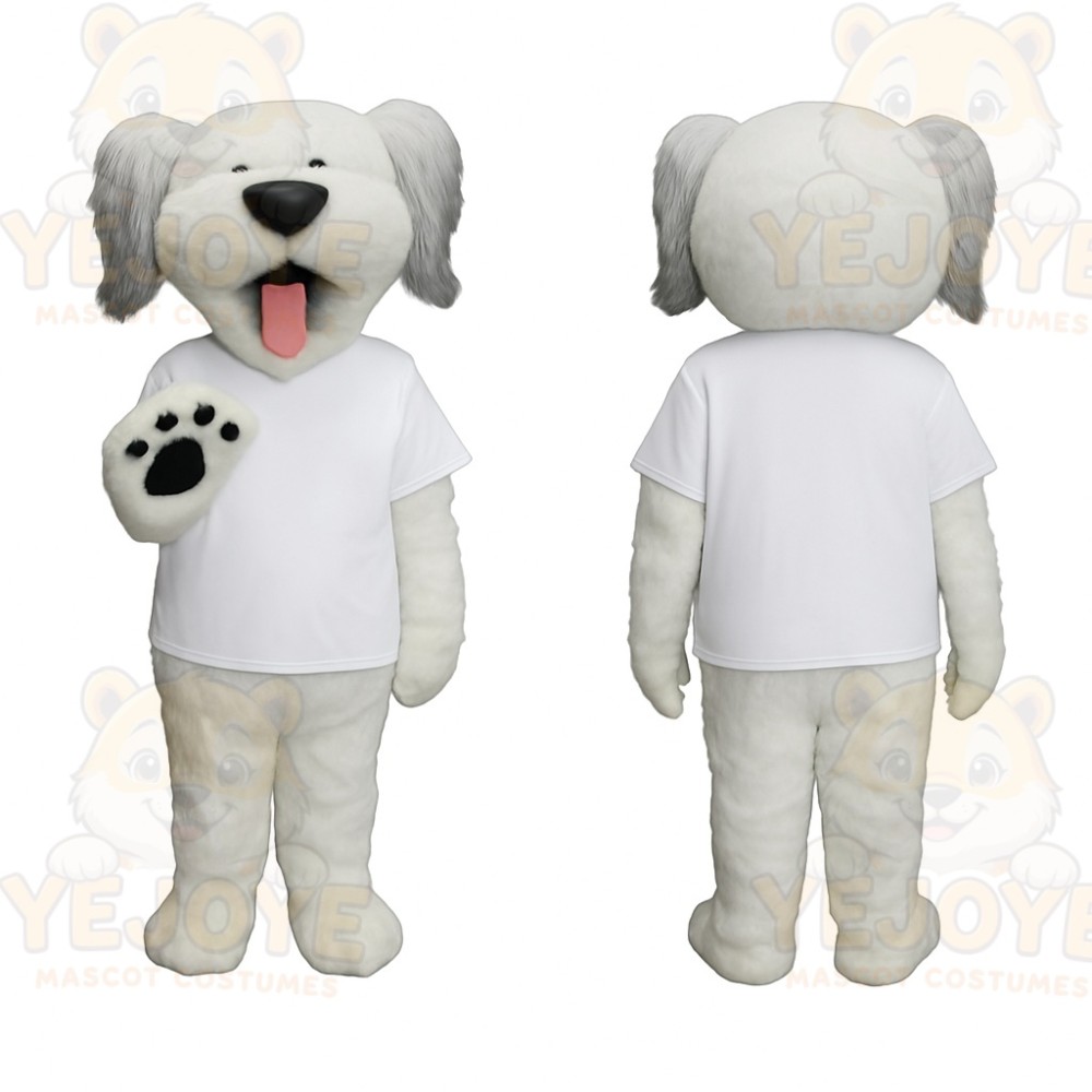 White Gray Dog Mascot Costume