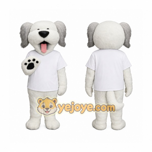 White Gray Dog Mascot Costume