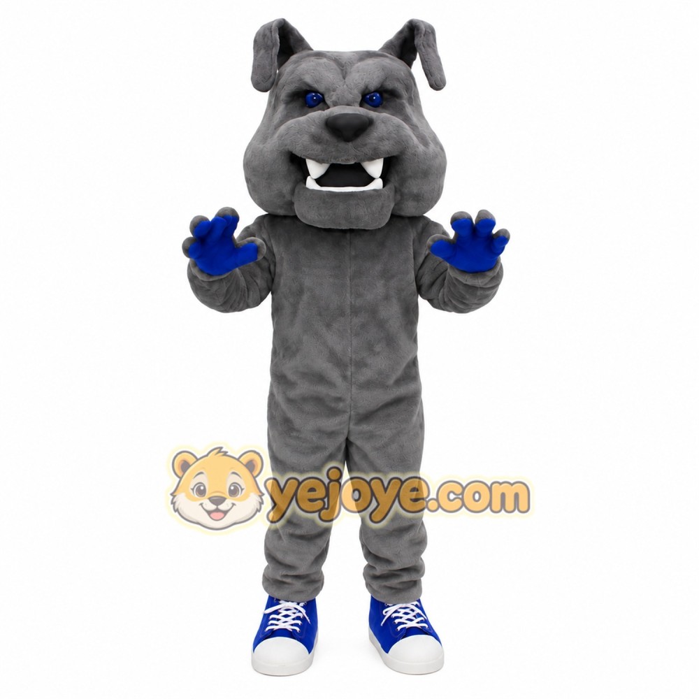 Gray Blue Bulldog Mascot Costume