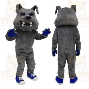 Gray Blue Bulldog Mascot Costume