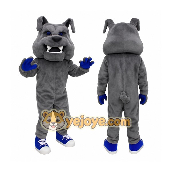 Gray Blue Bulldog Mascot Costume