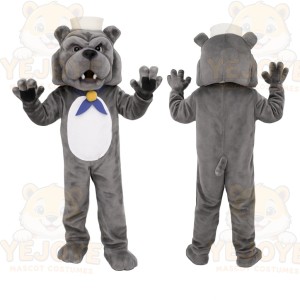 Gray White Blue Sailor Bulldog Mascot Costume