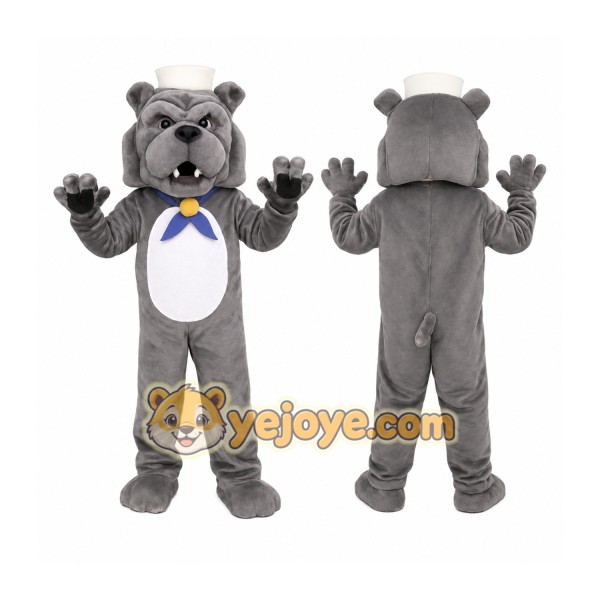 Gray White Blue Sailor Bulldog Mascot Costume