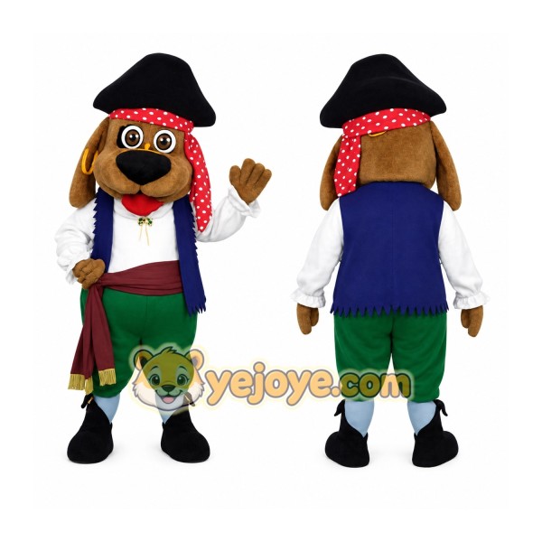 Brown Red Green Pirate Dog Mascot Costume