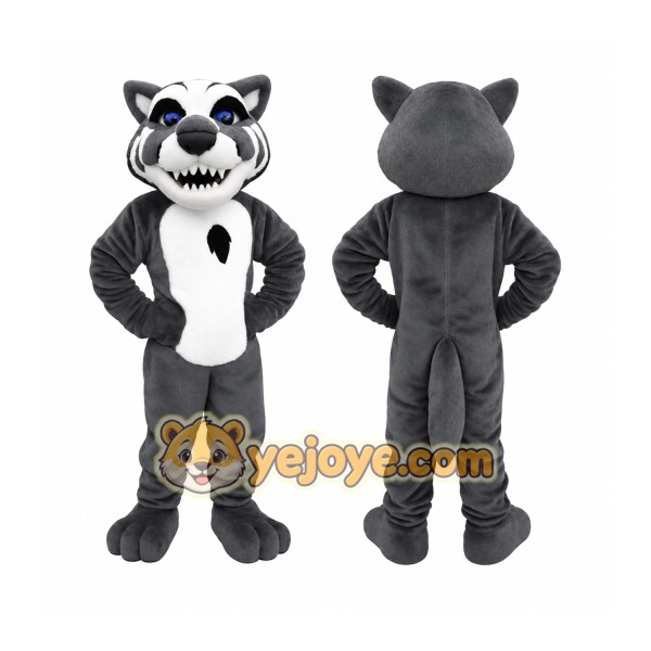 Gray White Tiger Mascot Costume