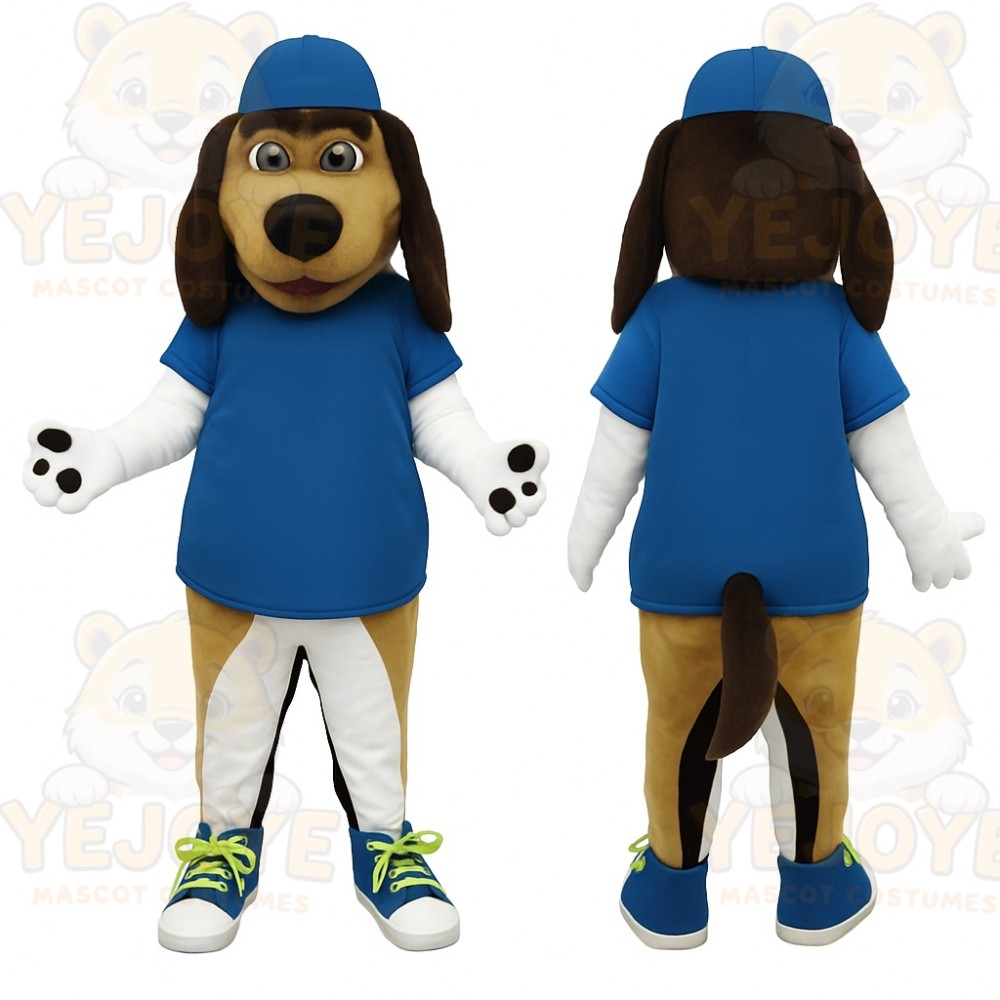 Blue Brown Tan White Dog Mascot Costume