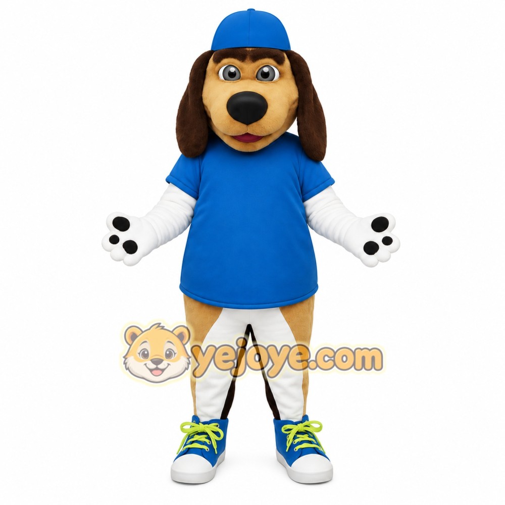 Blue Brown Tan White Dog Mascot Costume