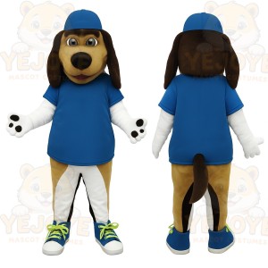 Blue Brown Tan White Dog Mascot Costume