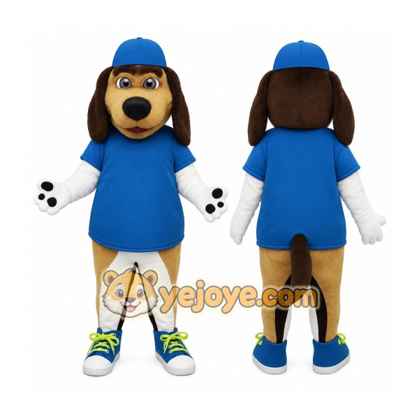 Blue Brown Tan White Dog Mascot Costume