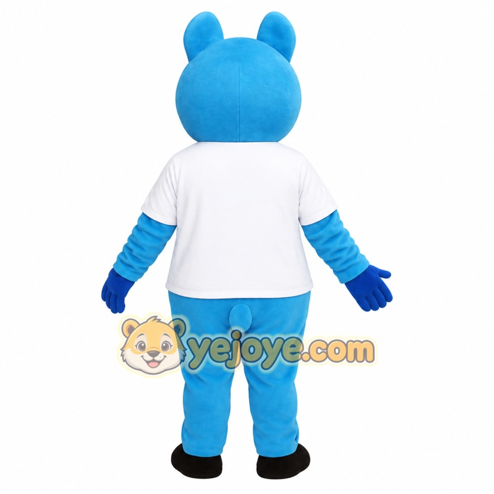 Light Blue White Smiling Pig Mascot Costume