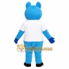 Light Blue White Smiling Pig Mascot Costume