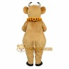 Tan Brown Horned Cow With Orange Lei Mascot Costume Tan Brown Horned Cow With Orange Lei Mascot Costume