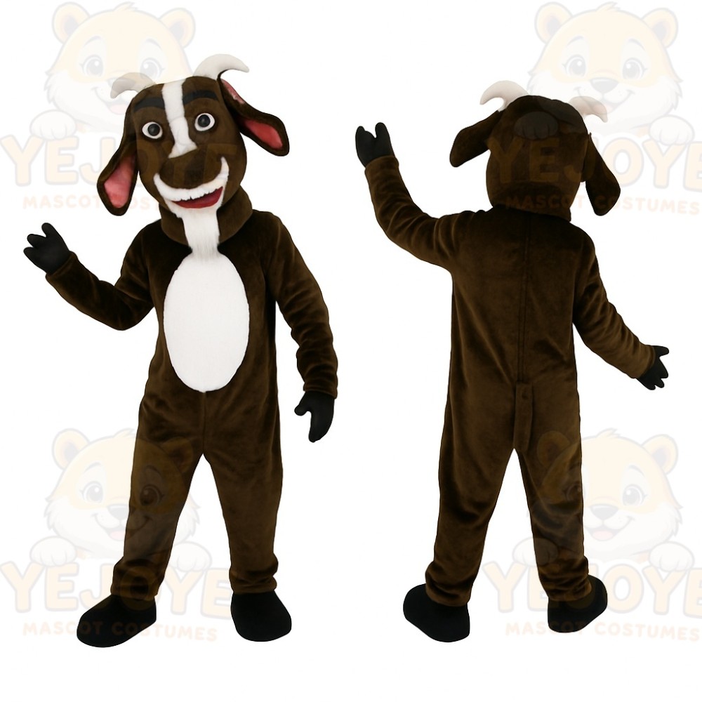 Brown White Goat Mascot Costume