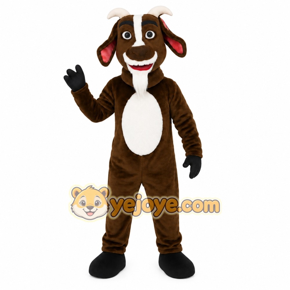 Brown White Goat Mascot Costume