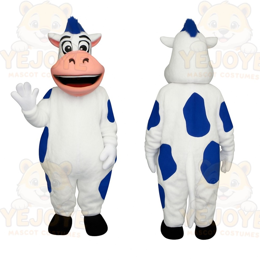 White Blue Cow Mascot Costume