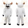 White Black Bull With Brown Horns Mascot Costume