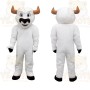 White Black Bull With Brown Horns Mascot Costume