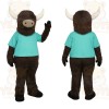 Brown Teal Longhorn Bull Mascot Costume
