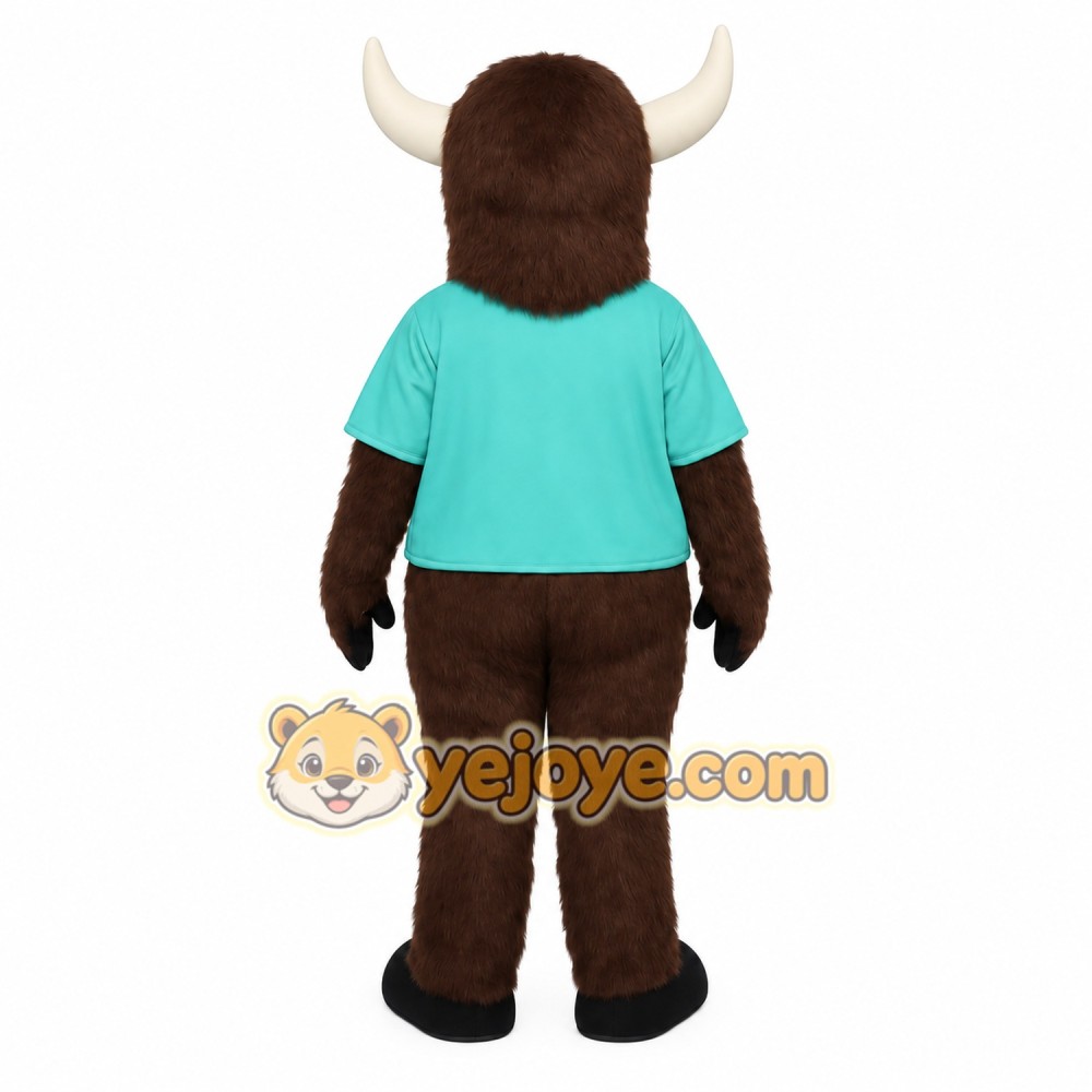 Brown Teal Longhorn Bull Mascot Costume Brown Teal Longhorn Bull Mascot Costume