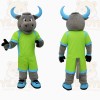 Gray Lime Green Blue Bull Mascot Costume