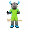 Gray Lime Green Blue Bull Mascot Costume Gray Lime Green Blue Bull Mascot Costume