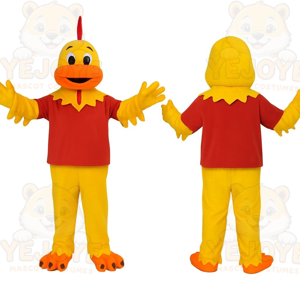 Yellow Red Chicken Mascot Costume