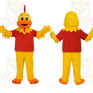 Yellow Red Chicken Mascot Costume