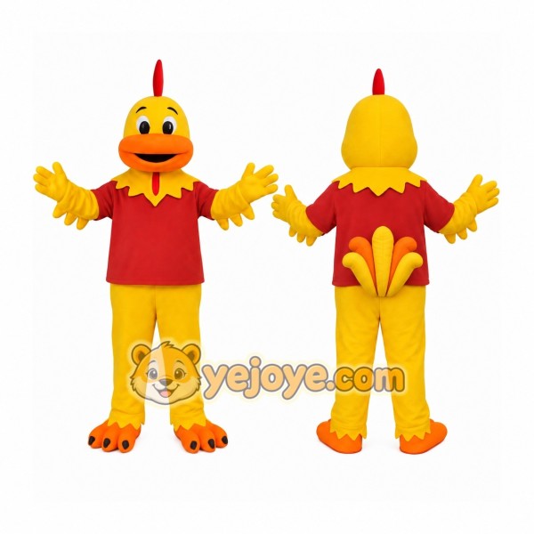Yellow Red Chicken Mascot Costume