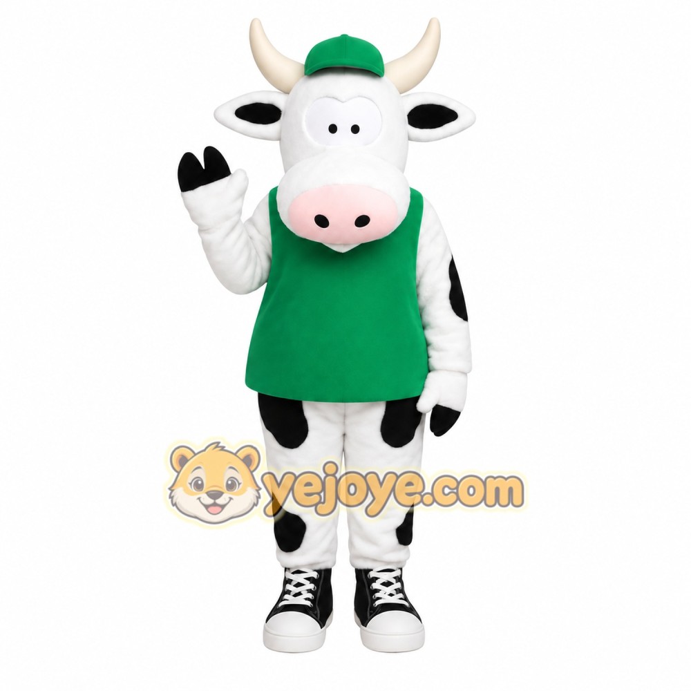 Green White Black Spotted Cow Mascot Costume Green White Black Spotted Cow Mascot Costume