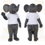 Gray Elephant White Shirt Mascot Costume