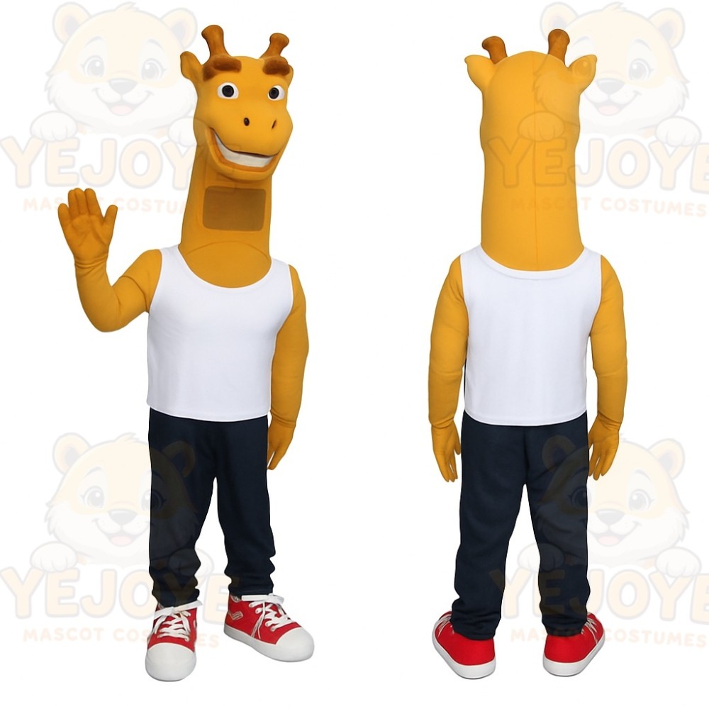 Yellow White Navy Giraffe Mascot Costume