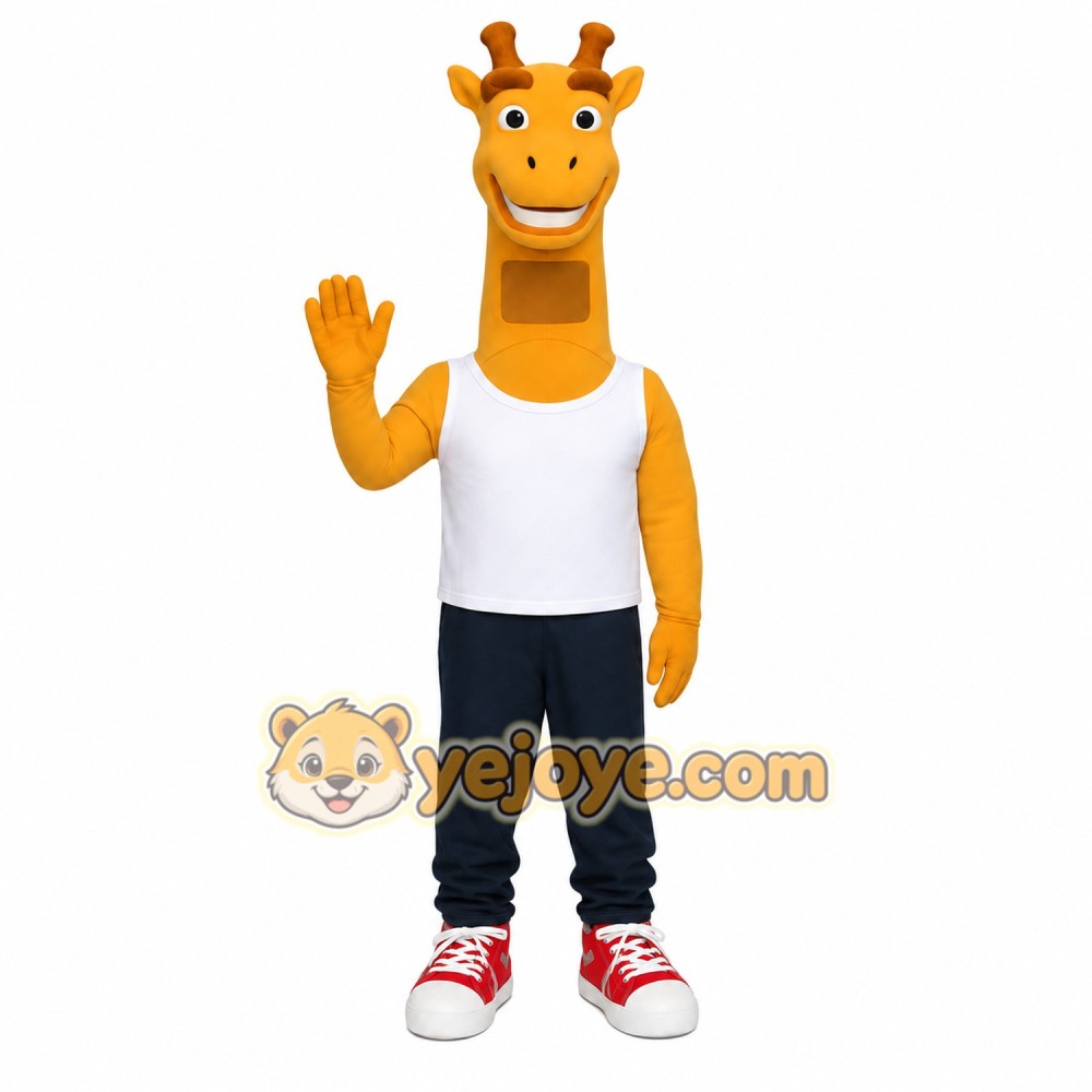 Yellow White Navy Giraffe Mascot Costume Yellow White Navy Giraffe Mascot Costume