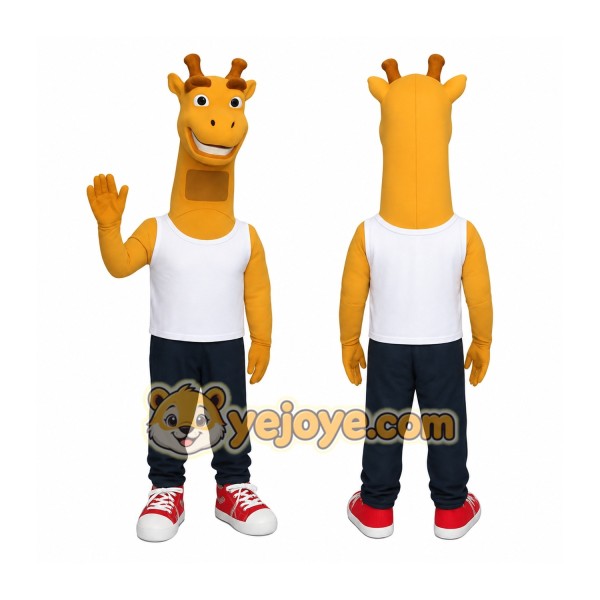 Yellow White Navy Giraffe Mascot Costume