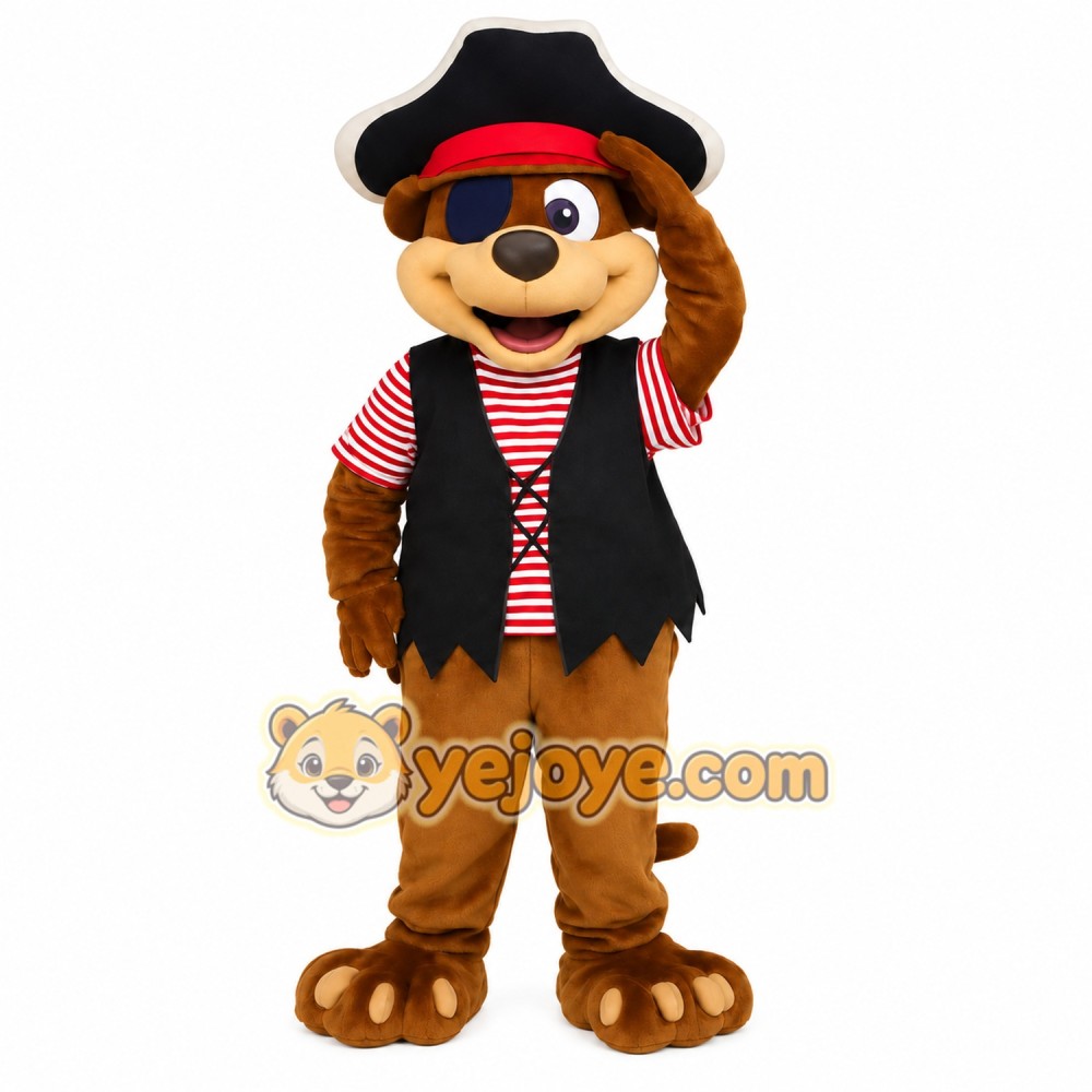 Brown Red Black Pirate Dog Mascot Costume