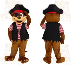 Brown Red Black Pirate Dog Mascot Costume