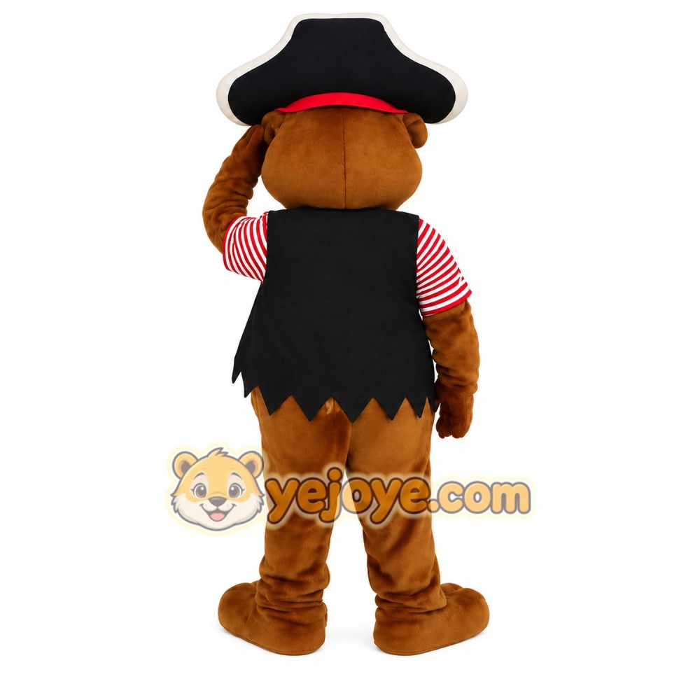 Brown Red Black Pirate Dog Mascot Costume