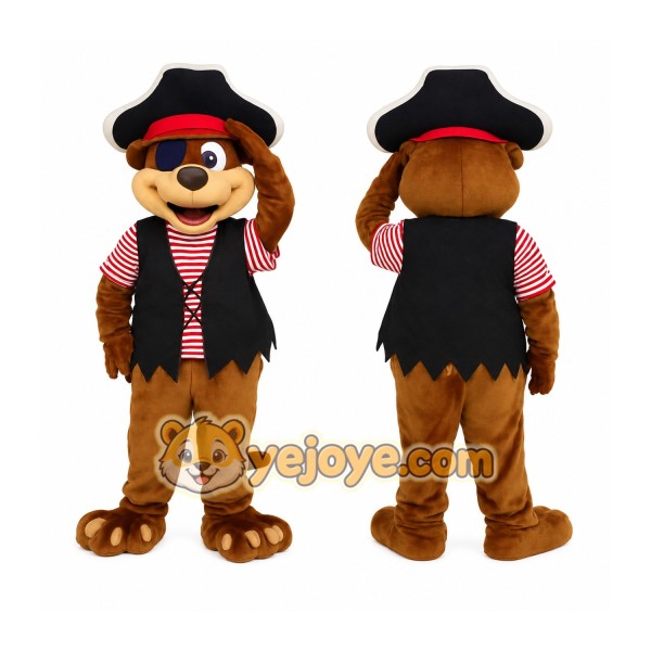 Brown Red Black Pirate Dog Mascot Costume