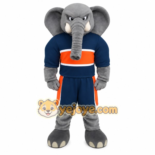 Gray Navy Orange Elephant Mascot Costume Gray Navy Orange Elephant Mascot Costume