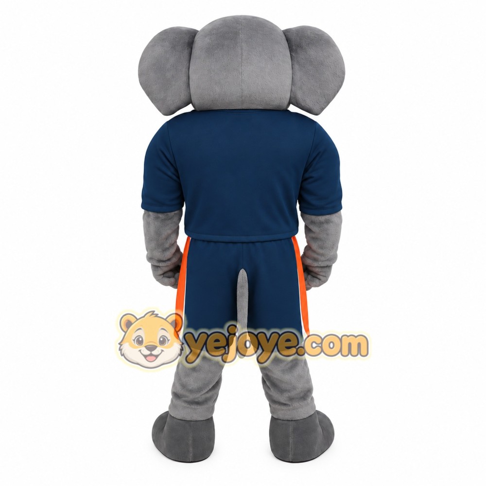 Gray Navy Orange Elephant Mascot Costume Gray Navy Orange Elephant Mascot Costume