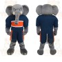 Gray Navy Orange Elephant Mascot Costume